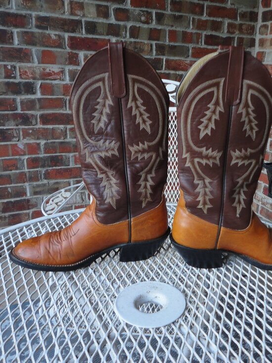ANDERSON BEAN Men\'s Vintage Brown Leather Rounded Toe Western Boots Size 6.5 main image 9